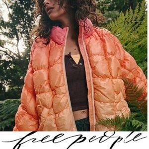 Free People Orange and Pink Pippa Puffer